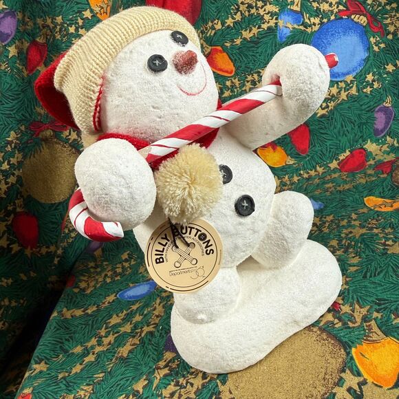 VTG Dept 56 Billy Buttons Figurine Snowman 8" Candy Cane Dancing Original Tag - Picture 1 of 7